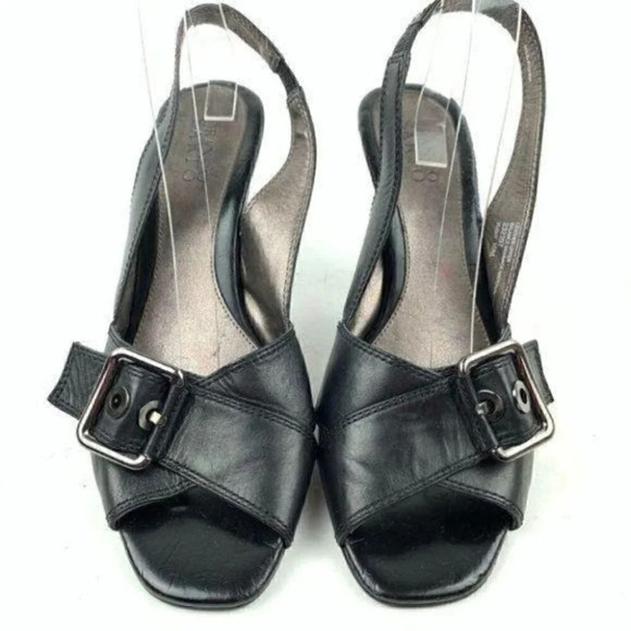 Franco Sarto heels 10 flight black leather chunky - Picture 2 of 8
